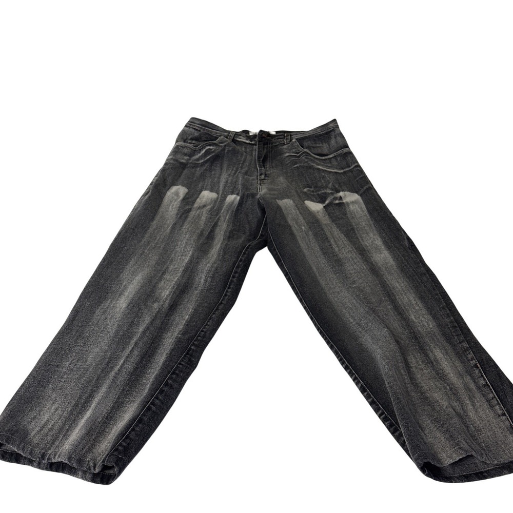 G2 Denim Mens Black Distressed Wide Leg Jeans 36x32 Baggy Y2K Skater ***READ***